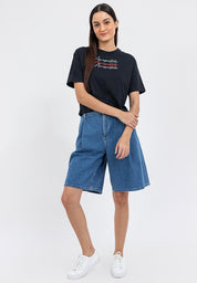 EMBROIDERED LOGO BOXY TEE