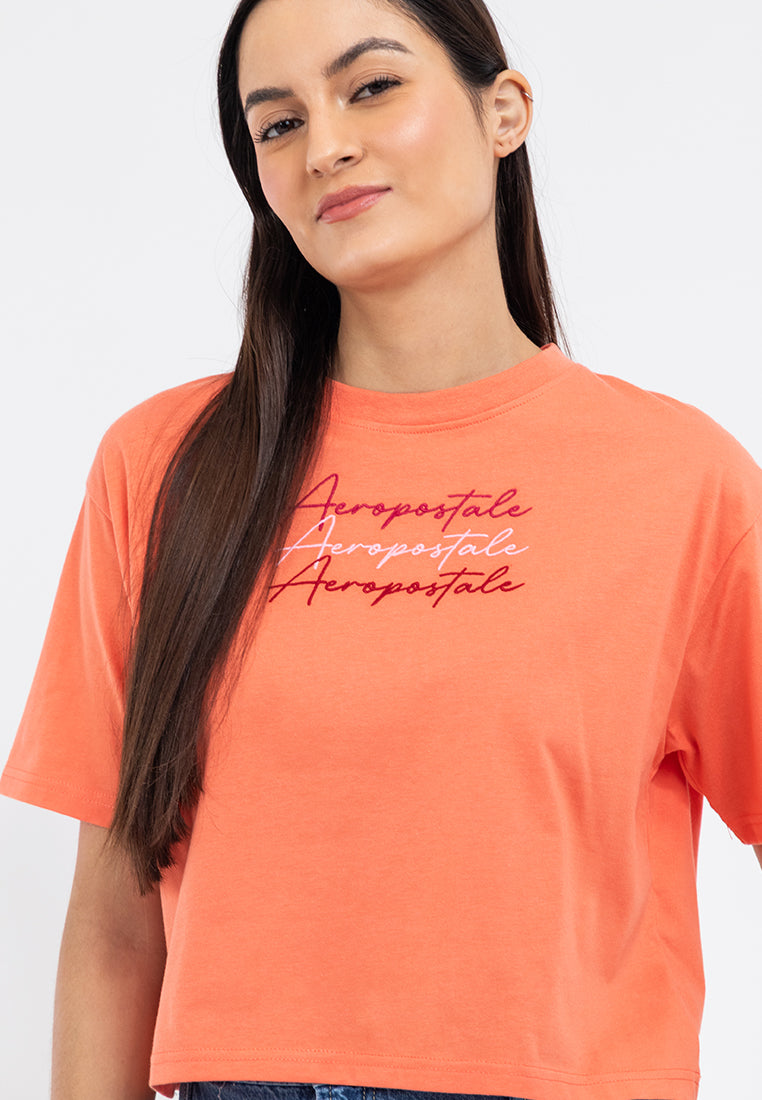 EMBROIDERED LOGO BOXY TEE