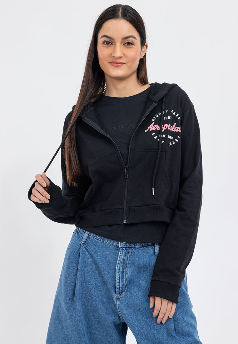 FLOCKING LOGO ZIP UP HOODIE