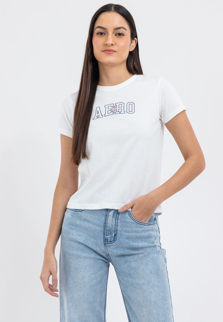 LOGO AND ROSE GRAPHIC TEE
