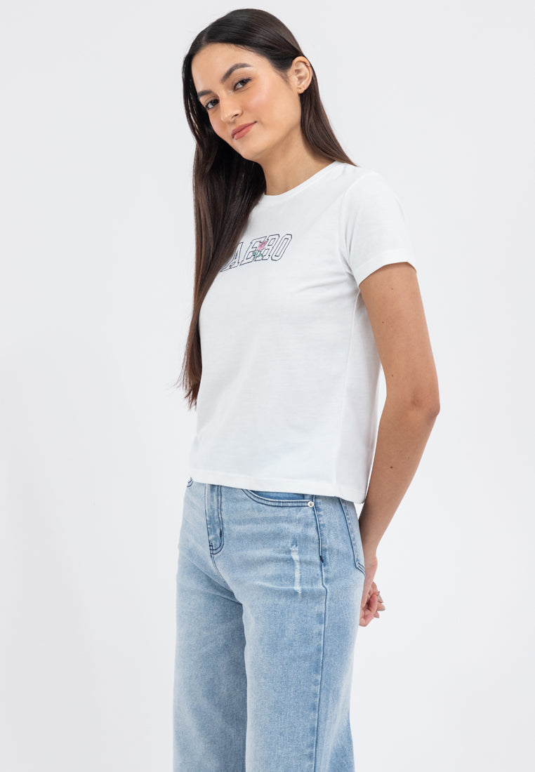 LOGO AND ROSE GRAPHIC TEE
