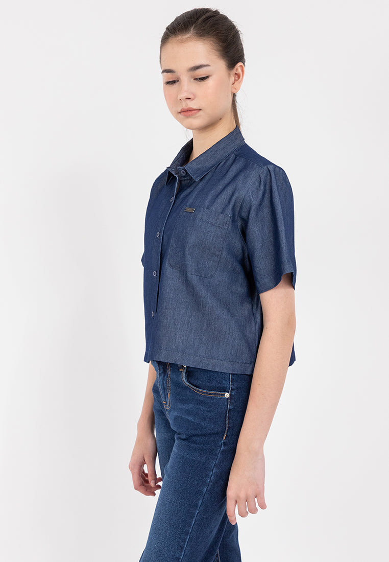 Chambray Short Sleeve Top