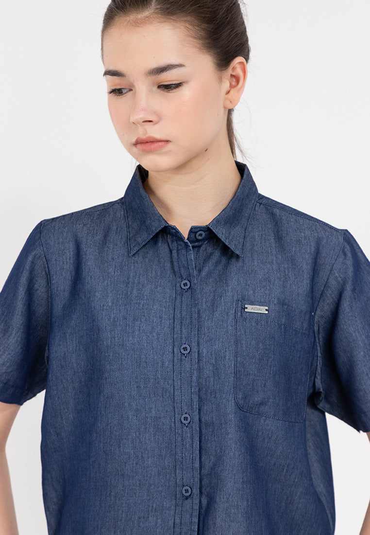 Chambray Short Sleeve Top