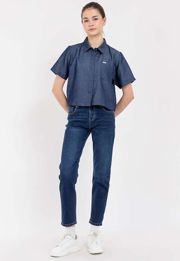 Chambray Short Sleeve Top