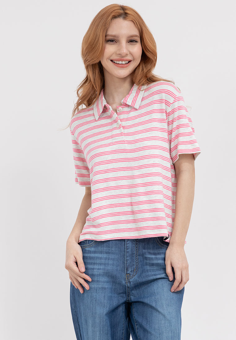 Striped Boxy Polo Shirt