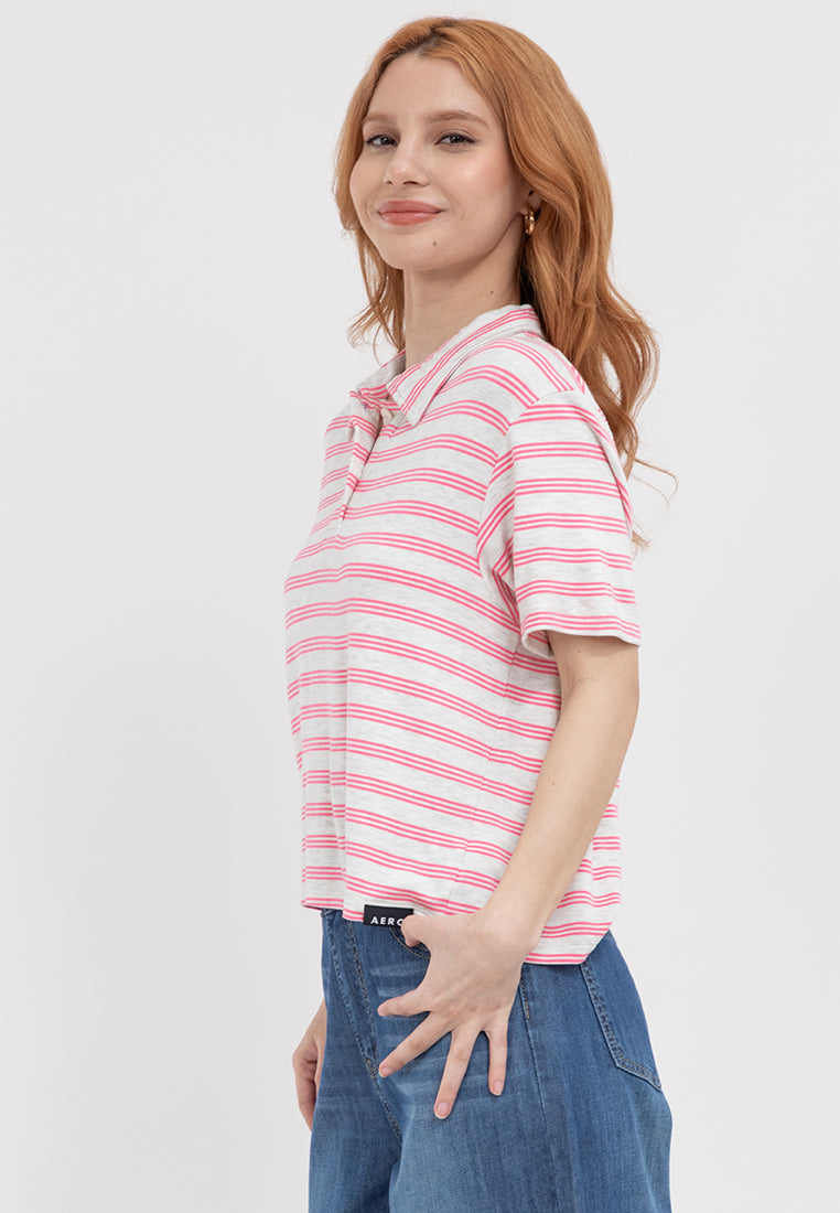 Striped Boxy Polo Shirt