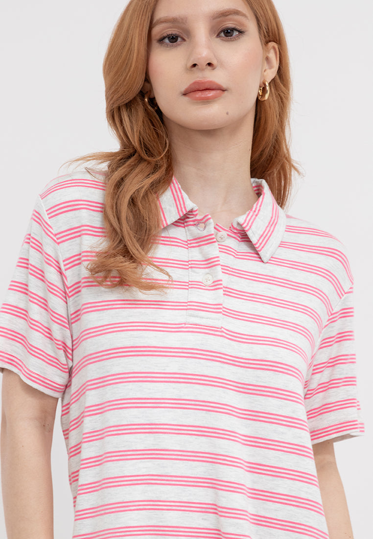 Striped Boxy Polo Shirt