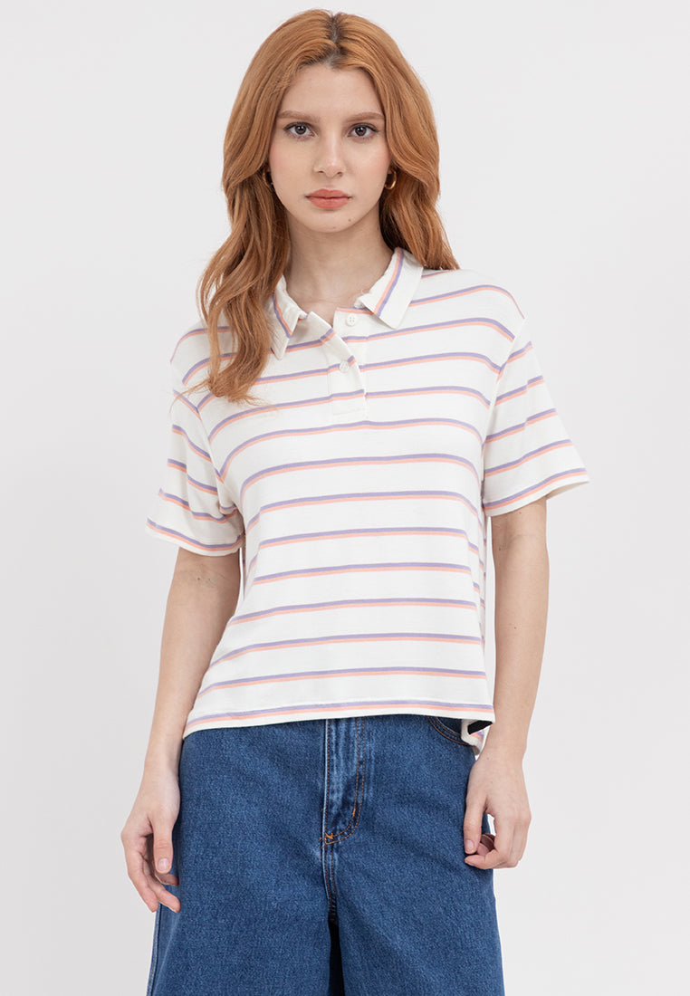 Striped Boxy Polo Shirt