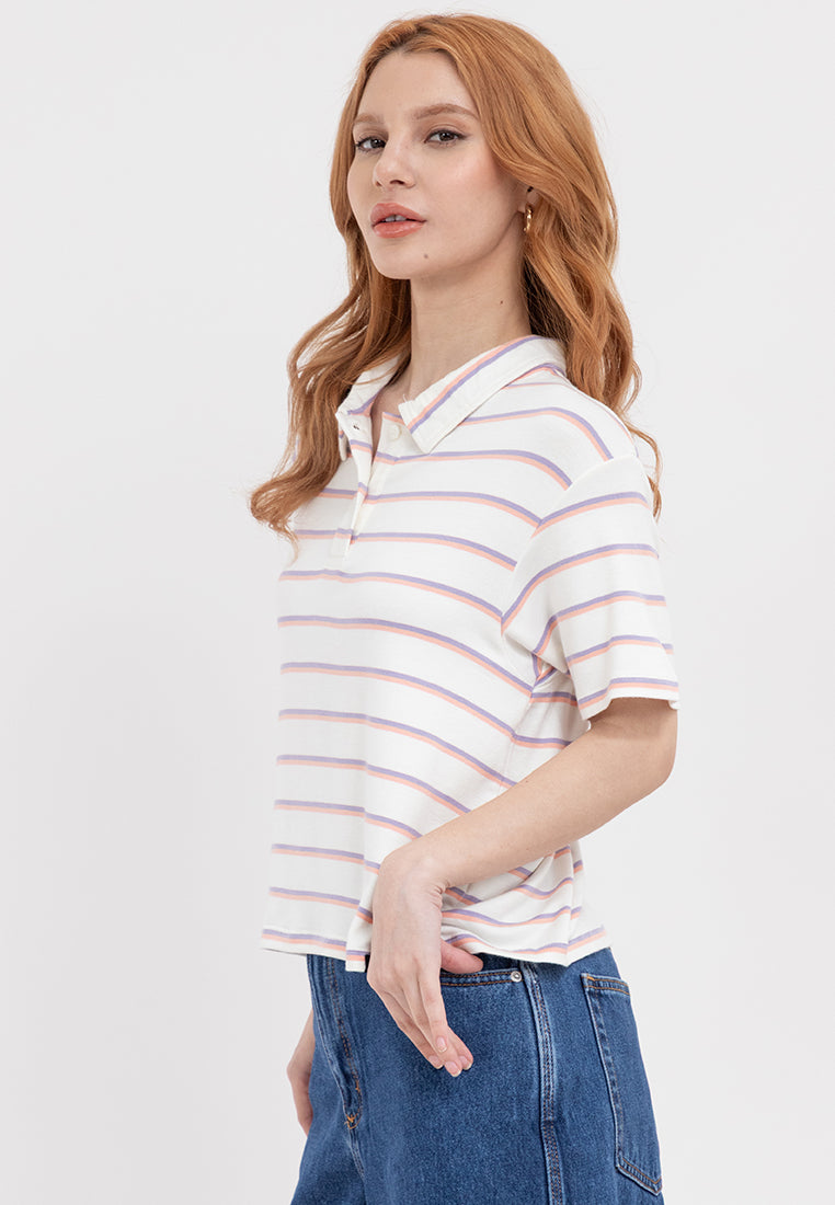 Striped Boxy Polo Shirt