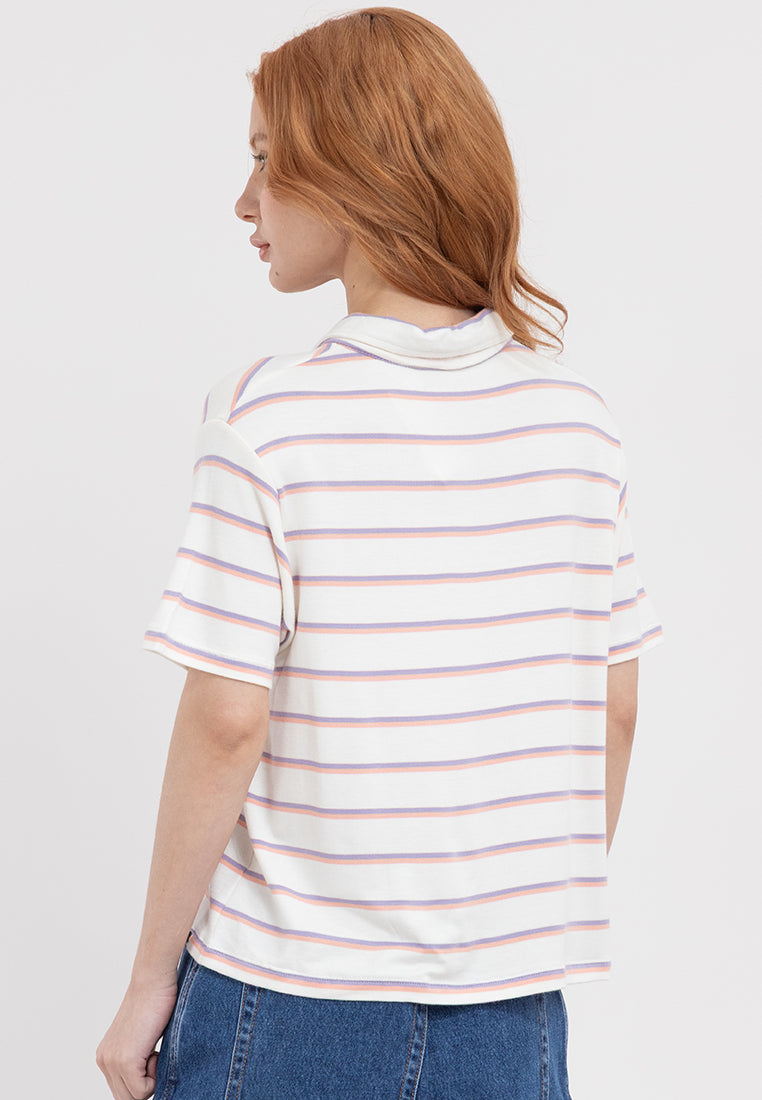 Striped Boxy Polo Shirt