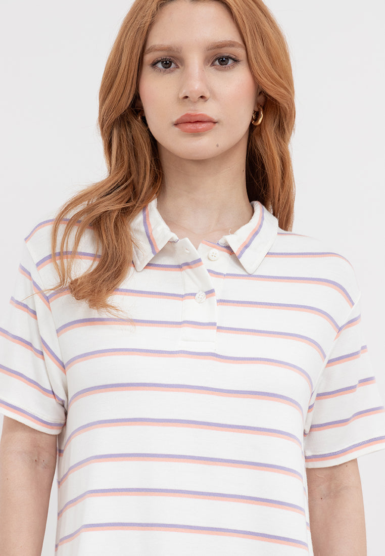 Striped Boxy Polo Shirt
