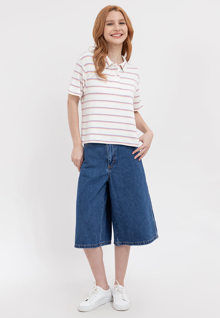 Striped Boxy Polo Shirt