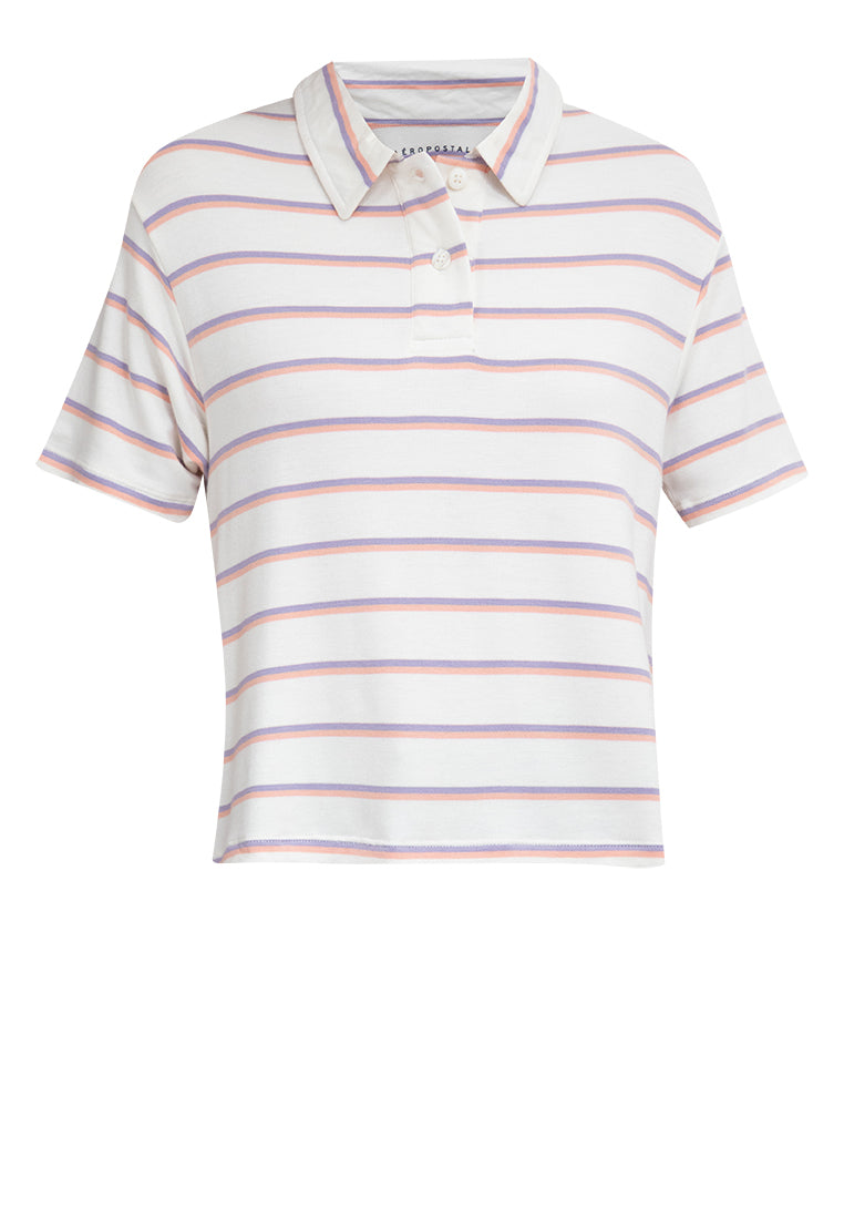 Striped Boxy Polo Shirt