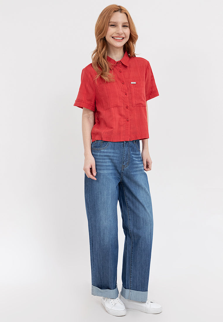 Button Down Short Sleeve Top