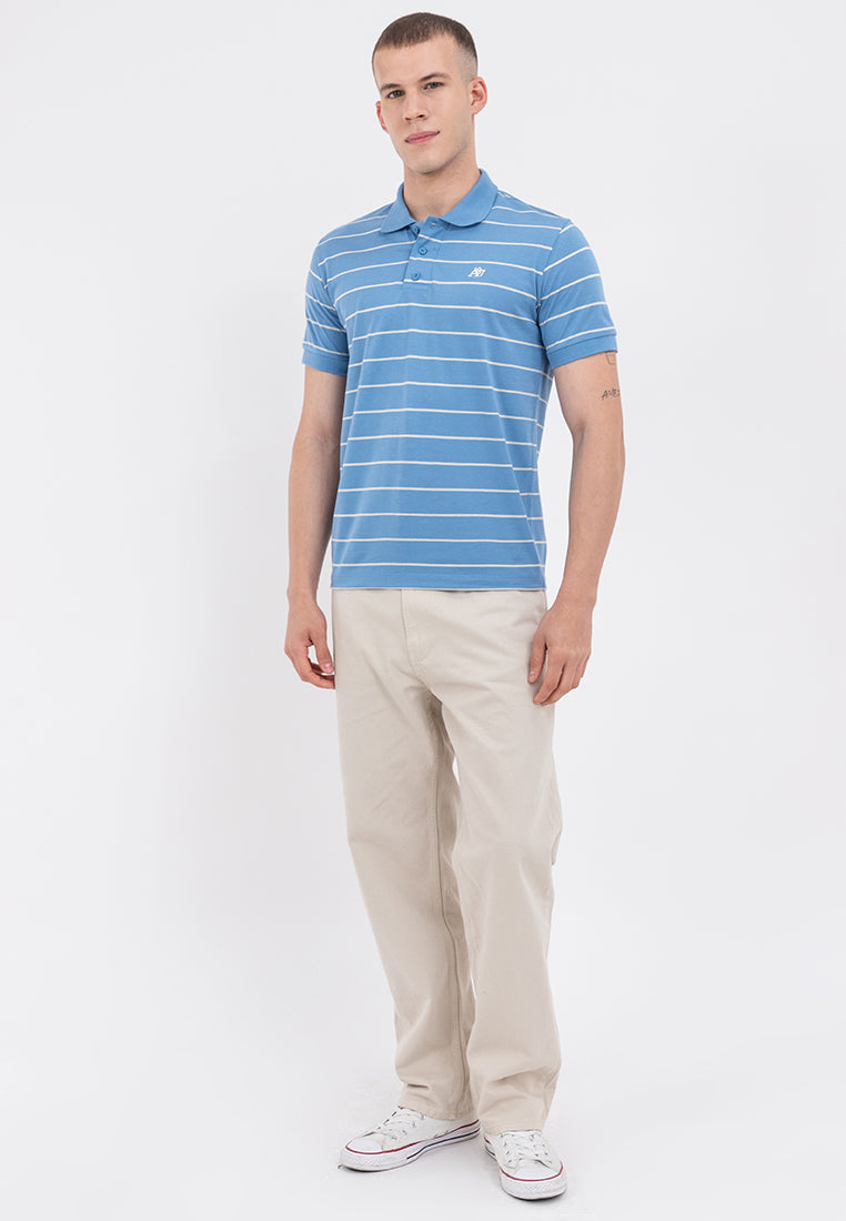 A87 Embroidered Striped Polo Shirt