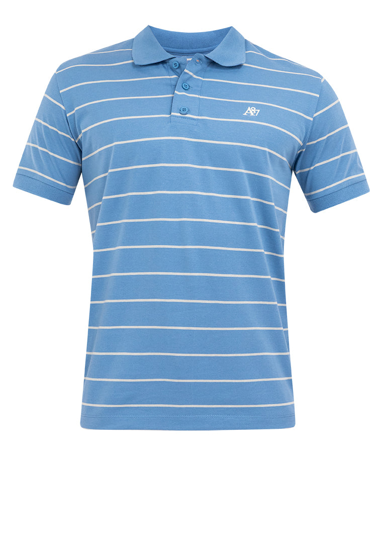 A87 Embroidered Striped Polo Shirt