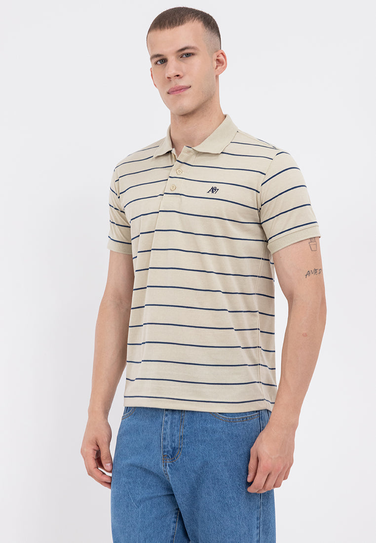 A87 Embroidered Striped Polo Shirt