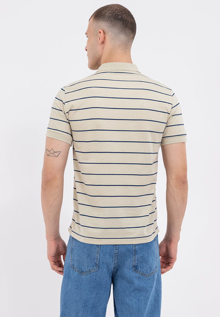 A87 Embroidered Striped Polo Shirt