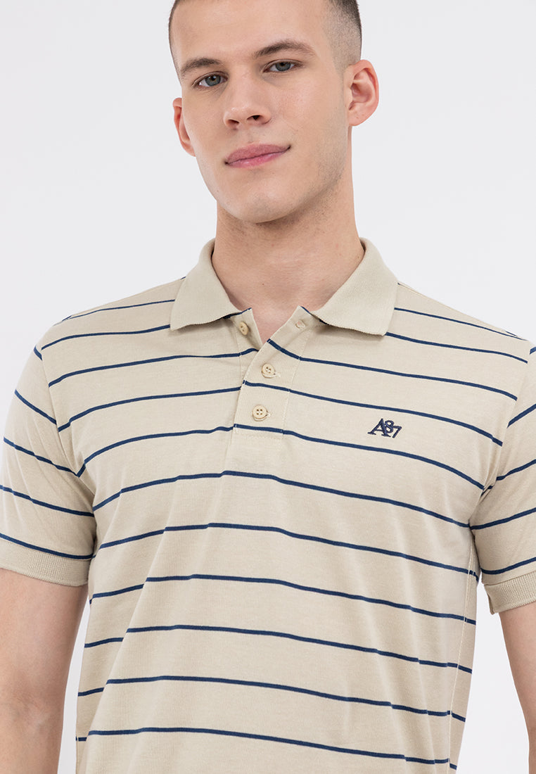 A87 Embroidered Striped Polo Shirt