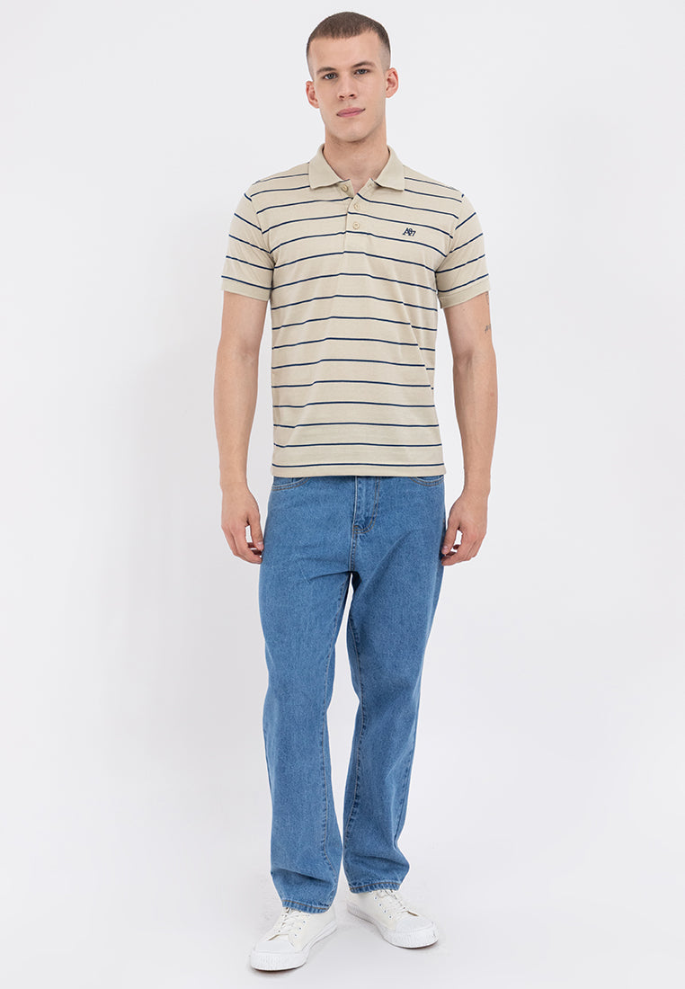 A87 Embroidered Striped Polo Shirt