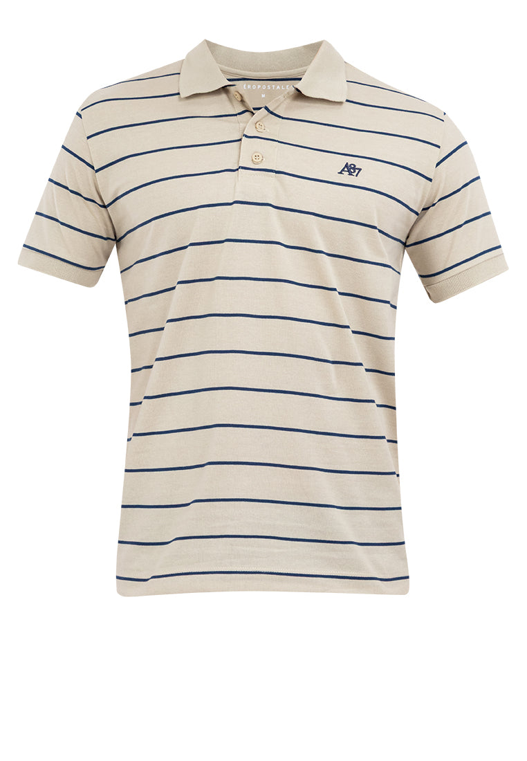 A87 Embroidered Striped Polo Shirt