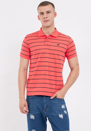 A87 Embroidered Striped Polo Shirt