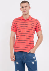 A87 Embroidered Striped Polo Shirt