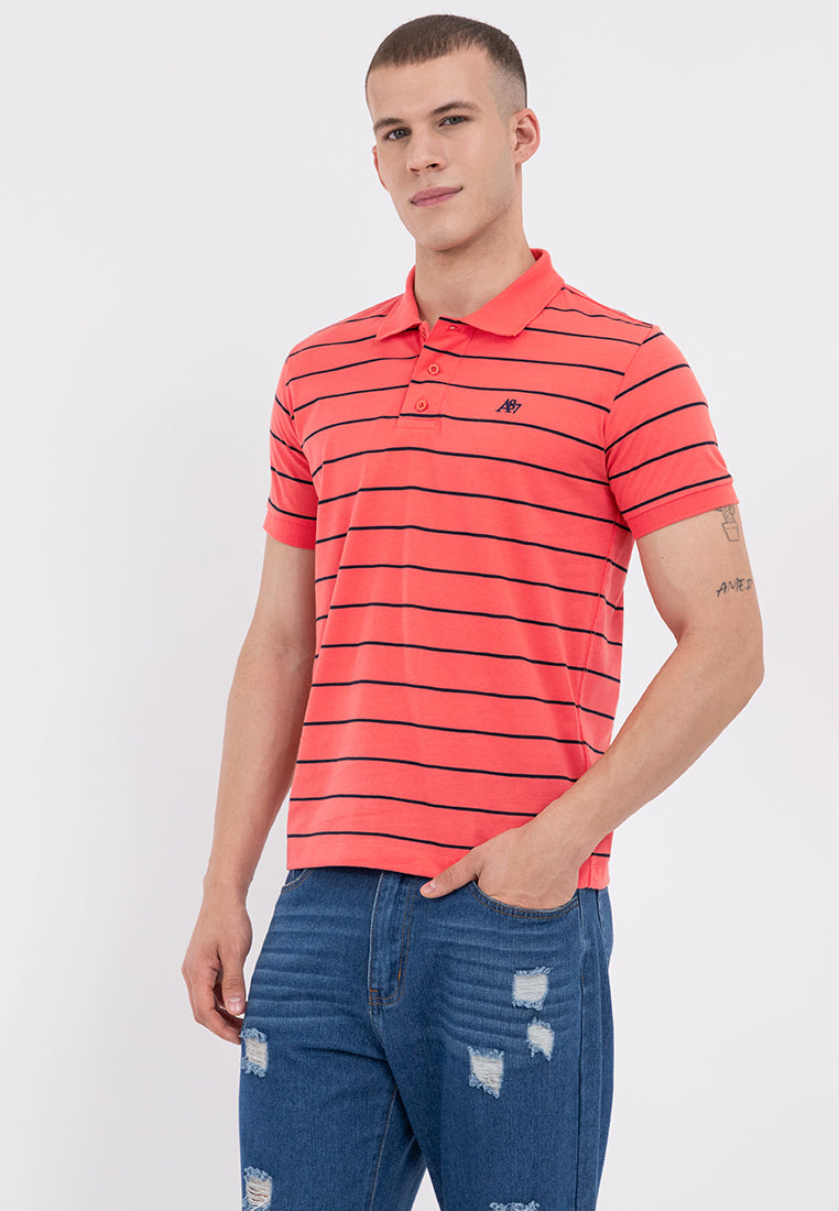 A87 Embroidered Striped Polo Shirt