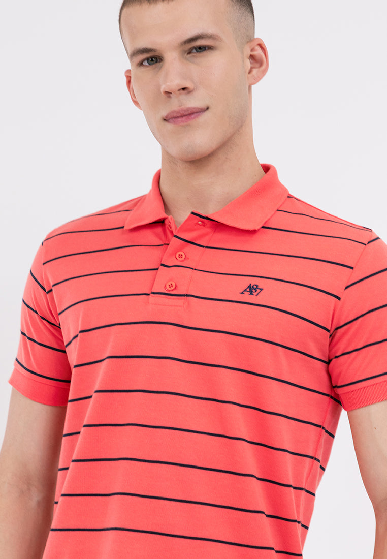 A87 Embroidered Striped Polo Shirt
