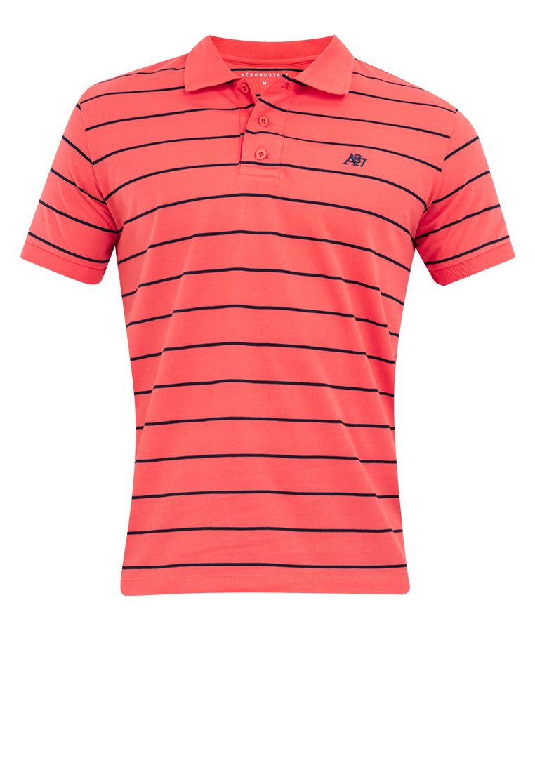 A87 Embroidered Striped Polo Shirt