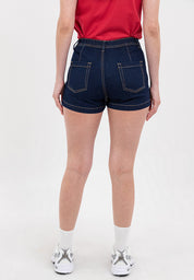 Denim Skort with Elastic Waist