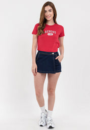 Denim Skort with Elastic Waist
