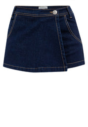 Denim Skort with Elastic Waist