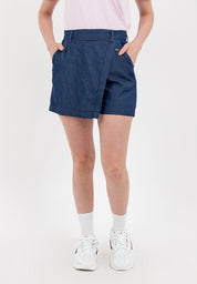 Chambray Skort with Elastic Waist