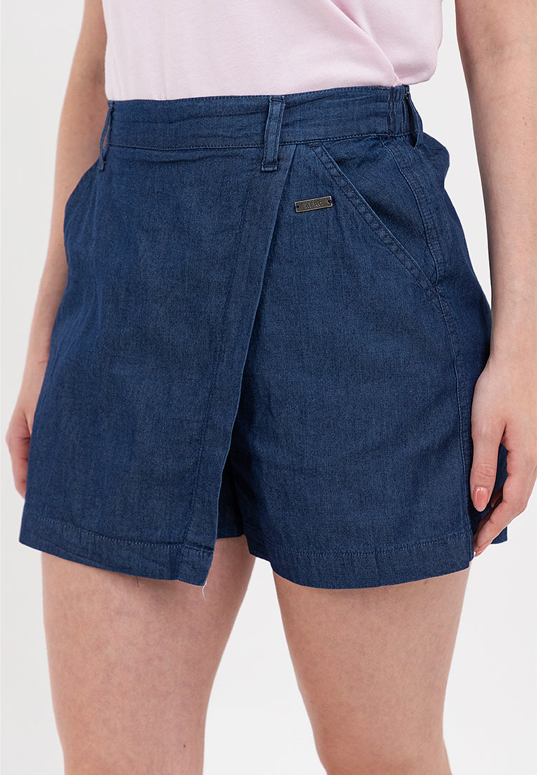Chambray Skort with Elastic Waist