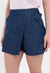 Chambray Skort with Elastic Waist