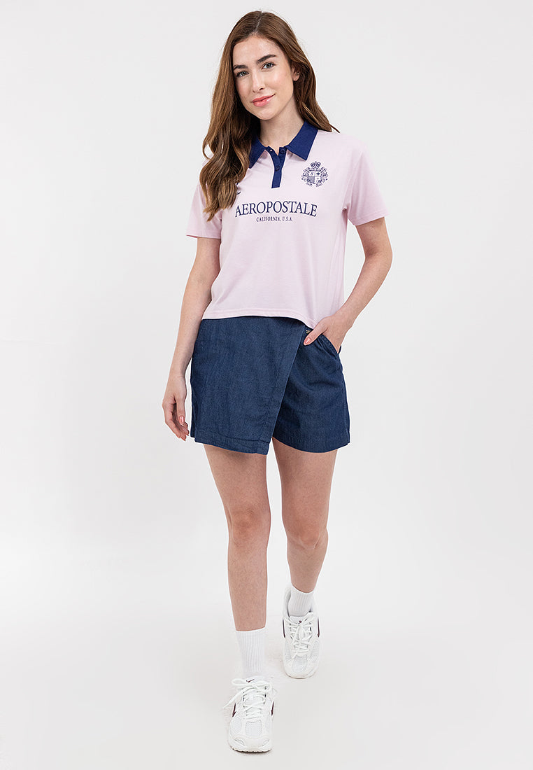 Chambray Skort with Elastic Waist