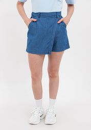 Chambray Skort with Elastic Waist