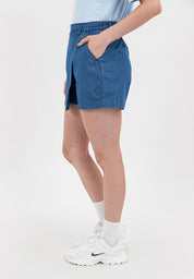 Chambray Skort with Elastic Waist