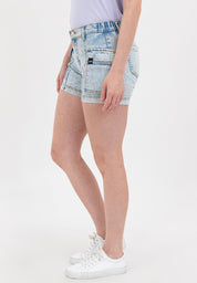 Denim Cargo Shorts with Elastic Waist