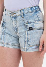 Denim Cargo Shorts with Elastic Waist