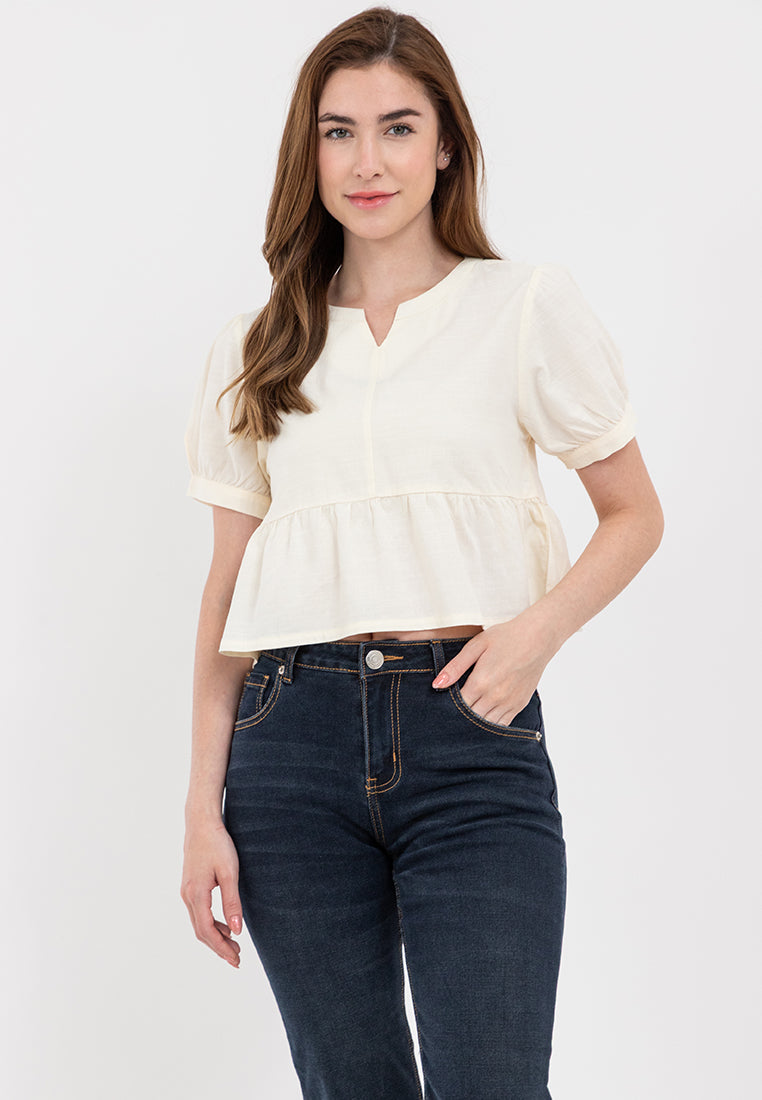 Linen Peplum Blouse