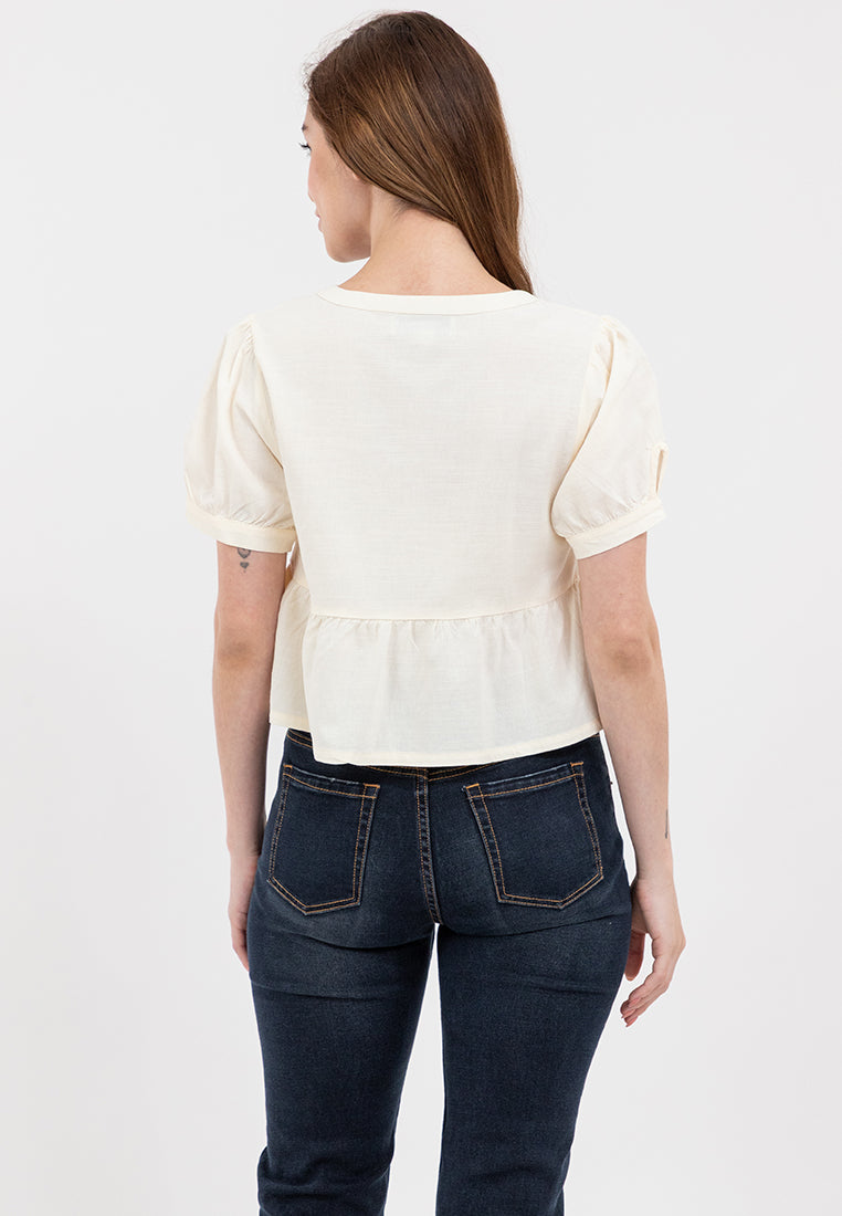 Linen Peplum Blouse