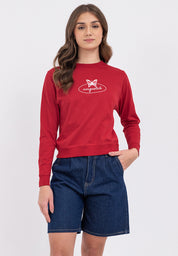 Butterfly Graphic Semi-Crop Sweatshirt