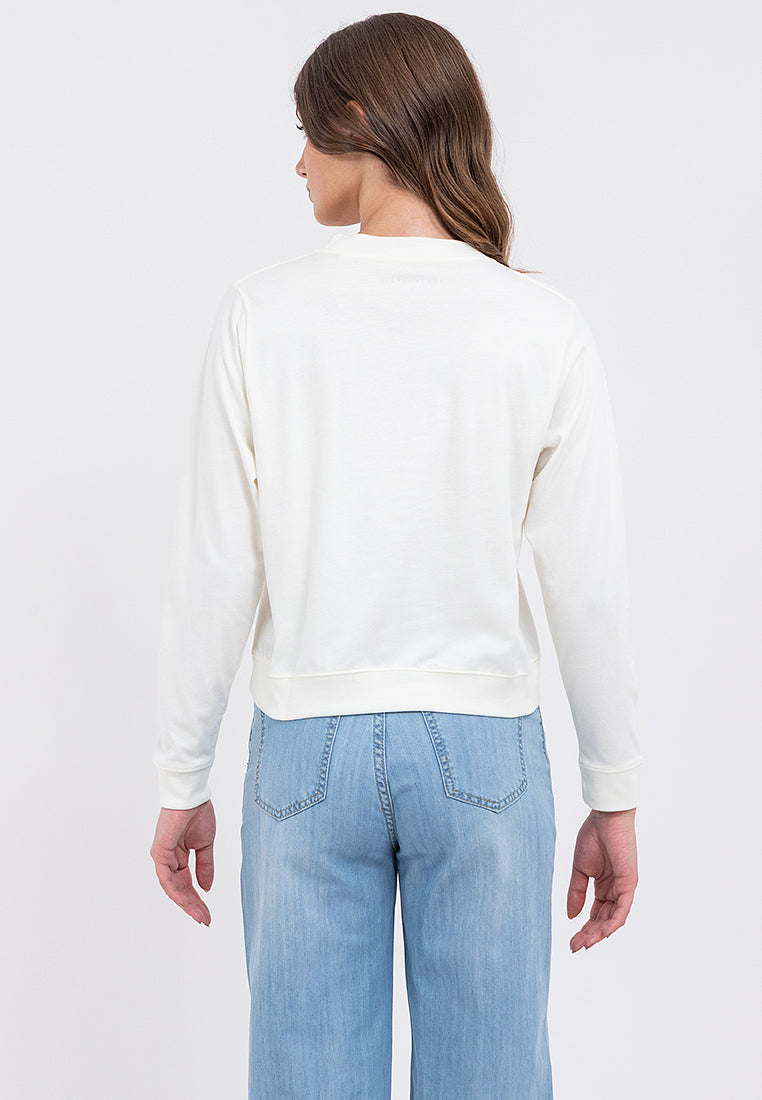 Butterfly Graphic Semi-Crop Sweatshirt