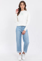Butterfly Graphic Semi-Crop Sweatshirt
