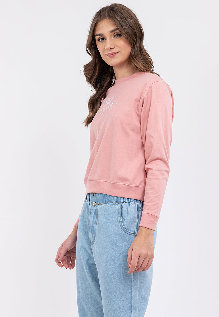 Butterfly Graphic Semi-Crop Sweatshirt