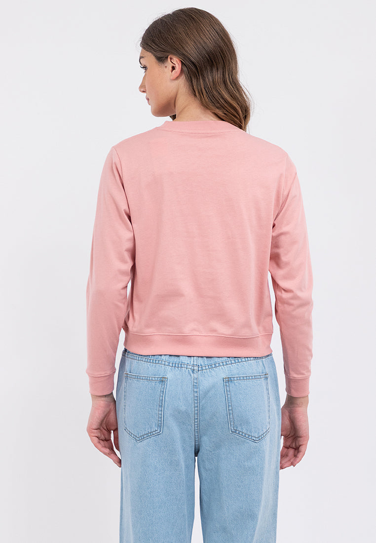 Butterfly Graphic Semi-Crop Sweatshirt