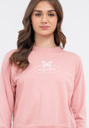 Butterfly Graphic Semi-Crop Sweatshirt