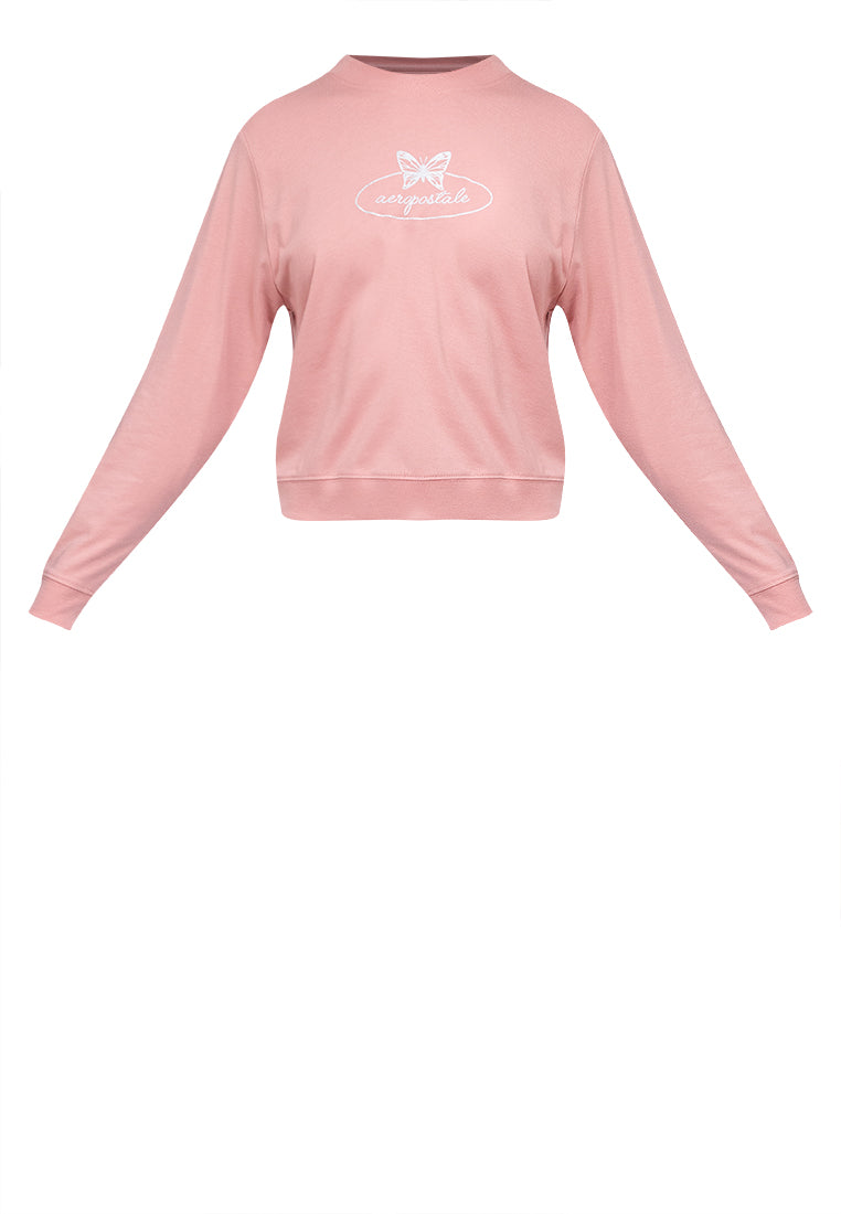 Butterfly Graphic Semi-Crop Sweatshirt
